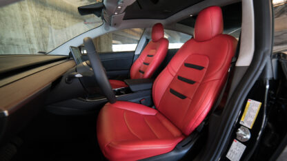 tesla model 3 custom red leather interior seat upgrade kit